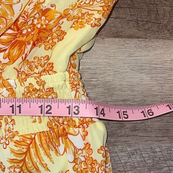 Collective Concepts Womens Floral Smocked Waist Halter Dress Yellow Medium NWOT - Picture 7 of 8
